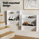 Artiss Shoe Rack 2 - tier 12 Pairs Wall Mounted x2 - White - RnR Galore