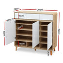 Artiss Shoe Rack Cabinet 25 Pairs Storage Cupboard Pine&White - RnR Galore