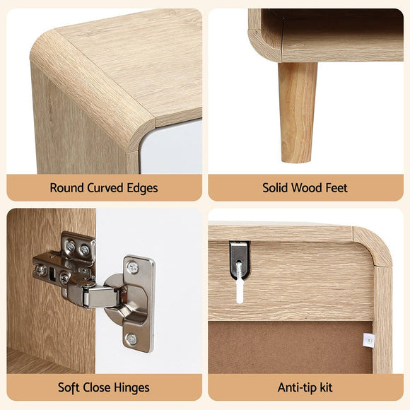 Artiss Shoe Rack Cabinet 25 Pairs Storage Cupboard Pine&White - RnR Galore
