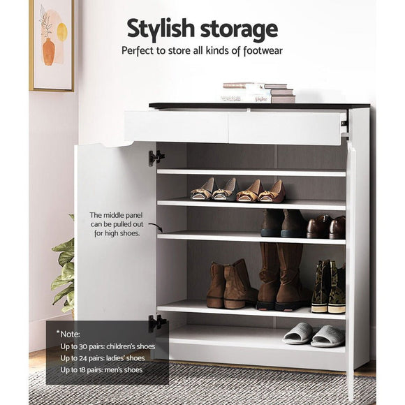 Artiss Shoe Rack Cabinet 30 Pairs White Eve - RnR Galore
