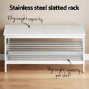 Artiss Shoe Rack Cabinet Bamboo Bench 10 Paris White - RnR Galore