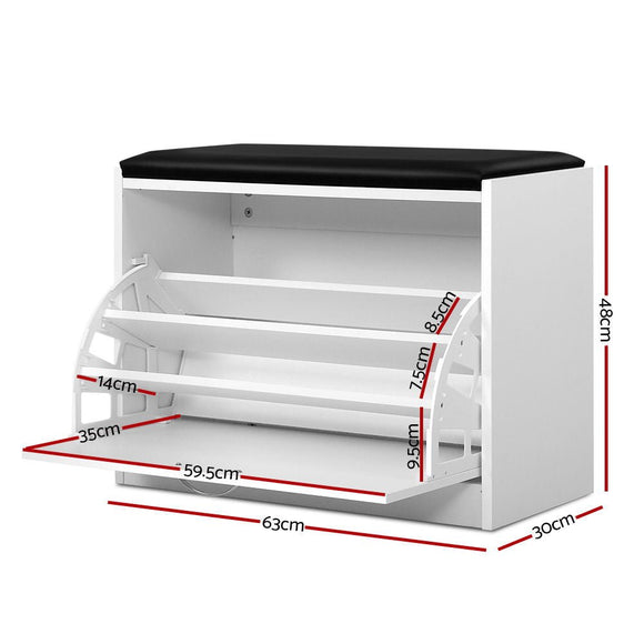 Artiss Shoe Rack Cabinet Bench 15 Pairs White Kyla - RnR Galore