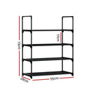 Artiss Shoe Rack Cabinet Stackable 4 - tier 12 Pairs Black - RnR Galore