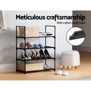 Artiss Shoe Rack Cabinet Stackable 4 - tier 12 Pairs Black - RnR Galore