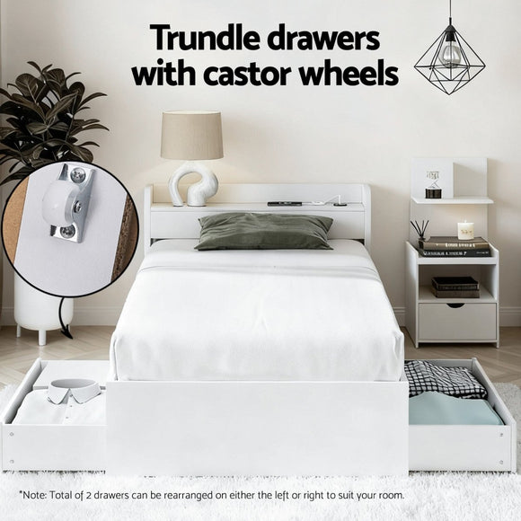 Artiss Single Bed Frame with Charging Ports and Bedside Table - RnR Galore