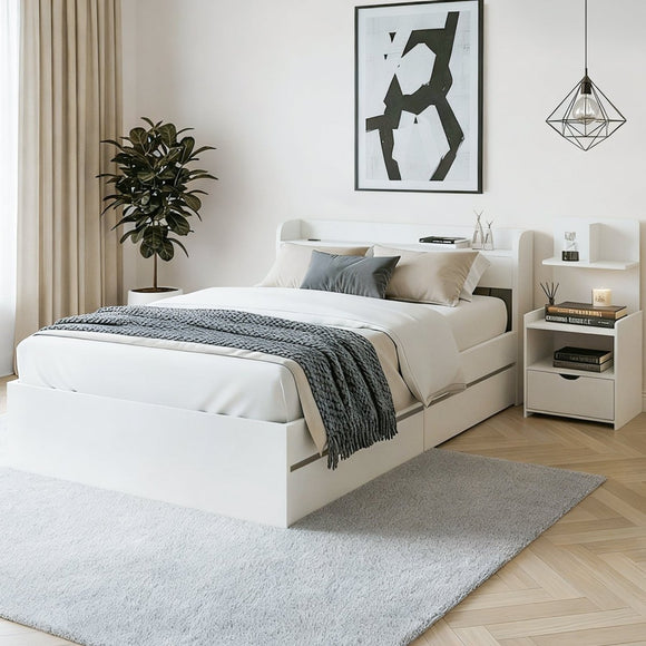 Artiss Single Bed Frame with Charging Ports and Bedside Table - RnR Galore