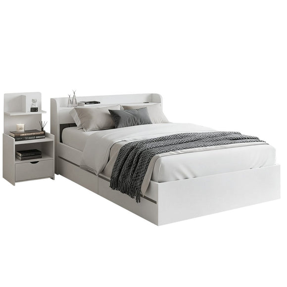 Artiss Single Bed Frame with Charging Ports and Bedside Table - RnR Galore