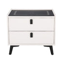 Artiss Smart Bedside Table 2 Drawers with Wireless Charging Ports LED White AIKA - RnR Galore