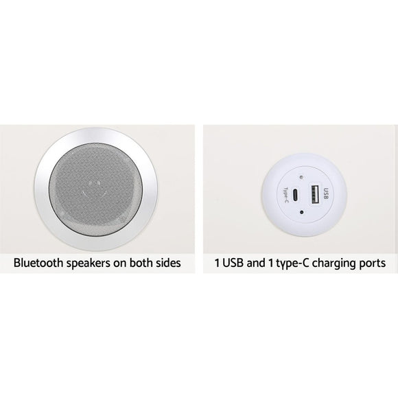 Artiss Smart Bedside Table 2 Drawers with Wireless Charging Ports LED White AIKA - RnR Galore