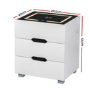 Artiss Smart Bedside Table 3 Drawers with Wireless Charging Ports LED White ADAD - RnR Galore