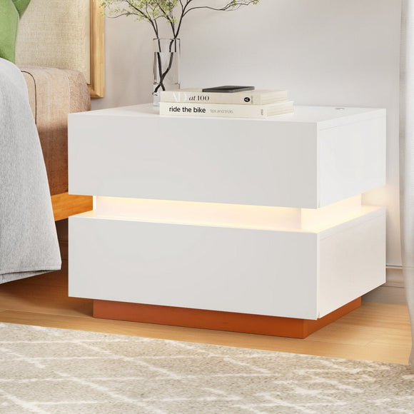 Artiss Smart Bedside Table LED Wireless Charging Ada - RnR Galore