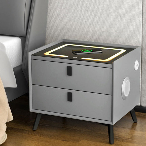 Artiss Smart Bedside Table with Wireless Charging - AIKA Grey - RnR Galore