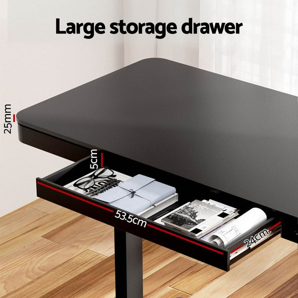 Artiss Standing Desk Motorised Electric Dual Motor Drawer 120CM Black - RnR Galore