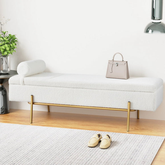 Artiss Storage Ottoman Bed 140cm Pillow Boucle Fabric - RnR Galore