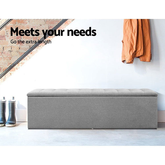 Artiss Storage Ottoman Blanket Box 140cm Linen Grey - RnR Galore