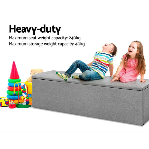 Artiss Storage Ottoman Blanket Box 140cm Linen Grey - RnR Galore