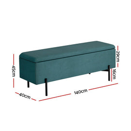 Artiss Storage Ottoman Blanket Box 140cm Velvet Green - RnR Galore