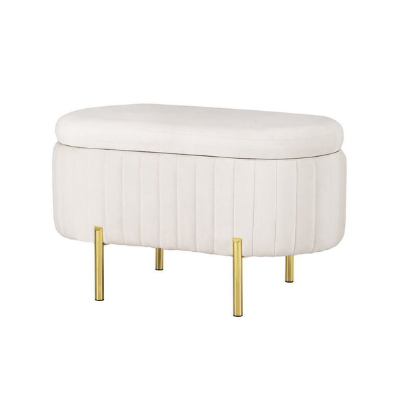 Artiss Storage Ottoman Blanket Box 87cm Velvet Oval White - RnR Galore