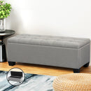 Artiss Storage Ottoman Blanket Box 97cm Button Linen Grey - RnR Galore