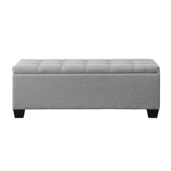 Artiss Storage Ottoman Blanket Box 97cm Button Linen Grey - RnR Galore