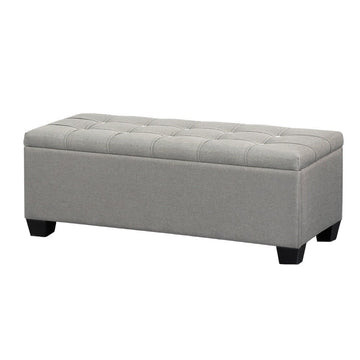 Artiss Storage Ottoman Blanket Box 97cm Button Linen Grey - RnR Galore