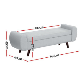 Artiss Storage Ottoman Blanket Box Armrest 140cm Grey - RnR Galore