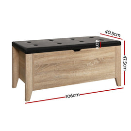 Artiss Storage Ottoman Blanket Box Leather Oak - RnR Galore