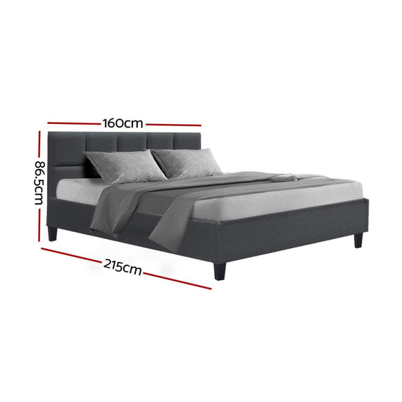 Artiss Tino Bed Frame Queen Size Charcoal Fabric - RnR Galore