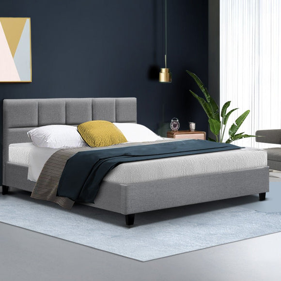 Artiss Tino Bed Frame Queen Size Grey Fabric - RnR Galore