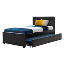 Artiss Trundle Bed Frame King Single Size Black Leather - RnR Galore