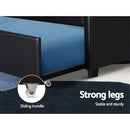 Artiss Trundle Bed Frame King Single Size Black Leather - RnR Galore