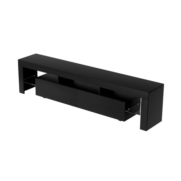 Artiss TV Cabinet Entertainment Unit Stand RGB LED Gloss Furniture 200cm Black - RnR Galore