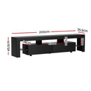 Artiss TV Cabinet Entertainment Unit Stand RGB LED Gloss Furniture 200cm Black - RnR Galore