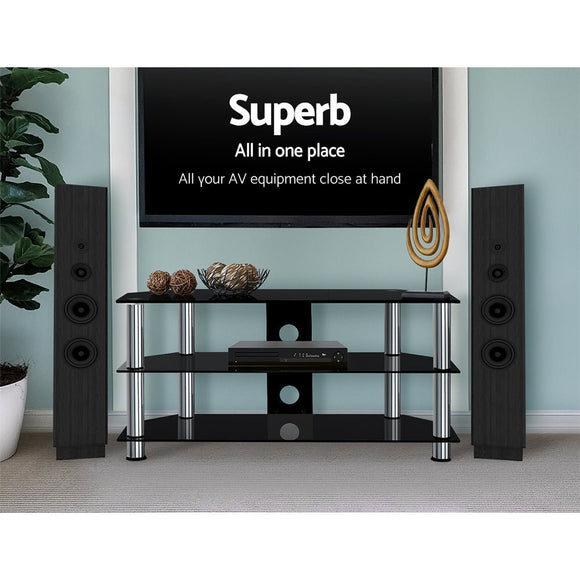 Artiss TV Stand 3 Tiers Storage Shelf Rack Tempered Glass Entertainment Unit - RnR Galore