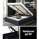 Artiss Vila Bed Frame Fabric Gas Lift Storage - Charcoal Queen - RnR Galore
