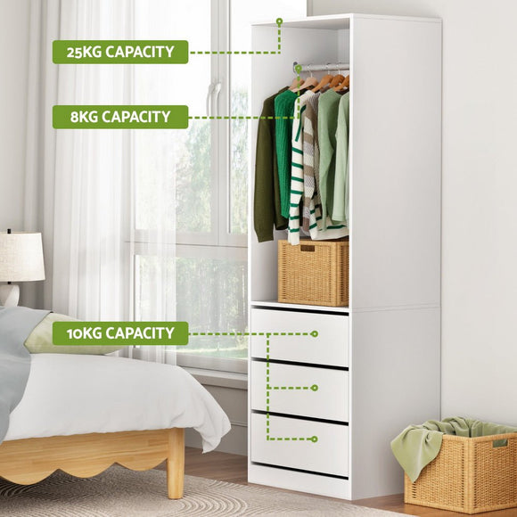 Artiss Wardrobe Clothes Closet Storage Organizer White - RnR Galore