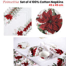 Ashdene Set of 4 Poinsettia 100% Cotton Napkins 45 x 45 cm - RnR Galore