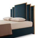 Austin Bed Frame Polyester Turquoise Fabric Padded Upholstery High Quality Slats Polished Stainless Steel Feet - RnR Galore