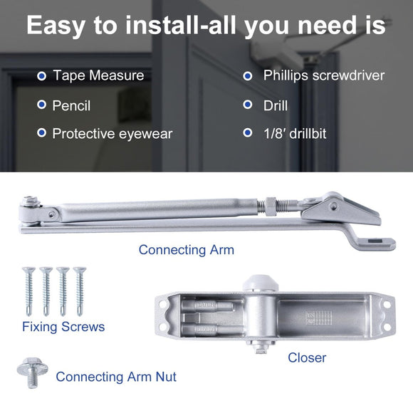 Auto Commercial Door Closers Hydraulic Door Closer for Home Commercial Door 25 - 45kg - RnR Galore