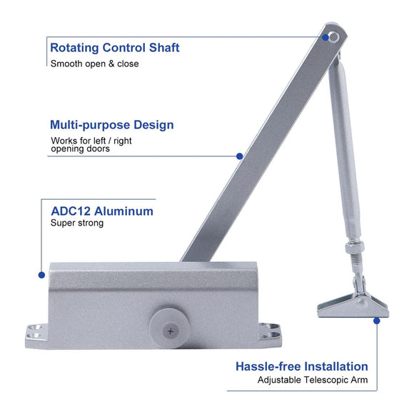 Auto Commercial Door Closers Hydraulic Door Closer for Home Commercial Door 45 - 60kg - RnR Galore