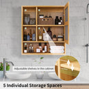 Bamboo Wall Medicine Cabinet Mirror 55.5cm 5 Shelf - RnR Galore