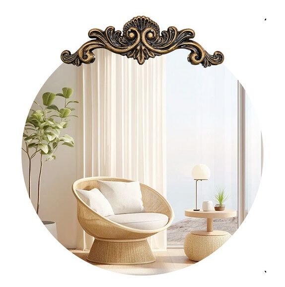 Baroque Antique Round Wall Mirror D�cor 60x64.5cm - RnR Galore