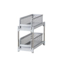 Bathroom Kitchen Sink Storage Rack Drawer Plastic Shelf Seasoning Holder - White - RnR Galore