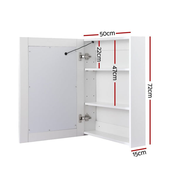 Bathroom Mirror Cabinet LED 500x720mm Medicine Wall Storage - RnR Galore