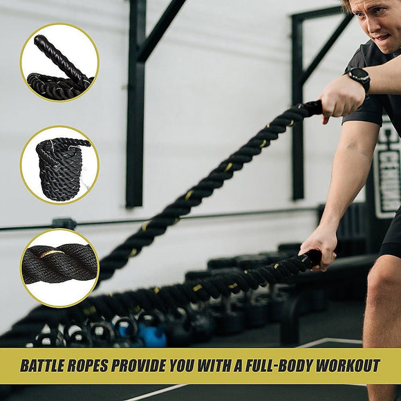 Battle Rope Dia 3.8cm x 9M length Poly Exercise Workout Strength Training - RnR Galore
