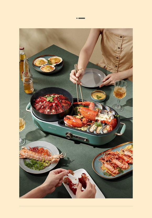 BEAR Multi - functional 2 - in - 1 Cooking Hot Pot And Griddle Barbecue Machine DKL - C15L1 - RnR Galore