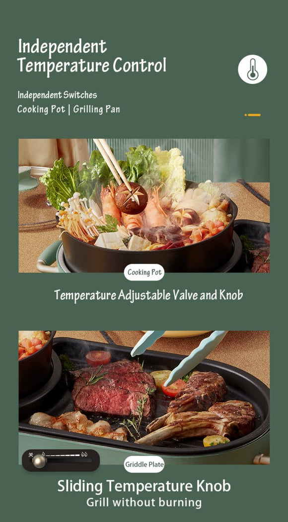 BEAR Multi - functional 2 - in - 1 Cooking Hot Pot And Griddle Barbecue Machine DKL - C15L1 - RnR Galore