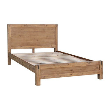 Bed Frame Double Size in Solid Wood Veneered Acacia Bedroom Timber Slat in Oak - RnR Galore