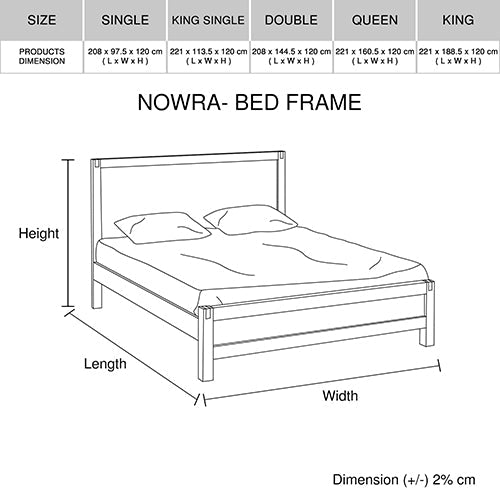 Bed Frame Double Size in Solid Wood Veneered Acacia Bedroom Timber Slat in Oak - RnR Galore