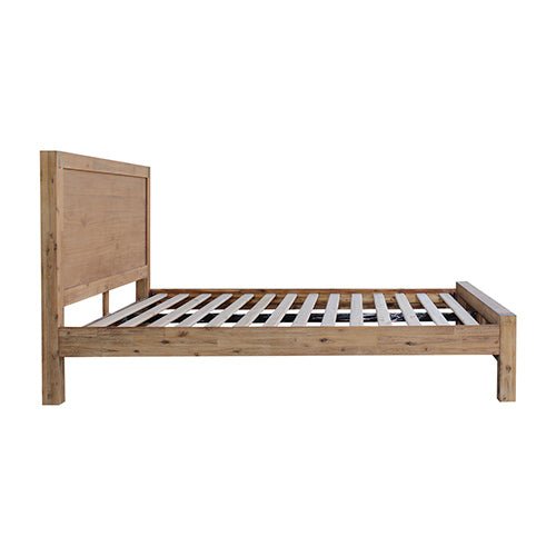 Bed Frame Double Size in Solid Wood Veneered Acacia Bedroom Timber Slat in Oak - RnR Galore